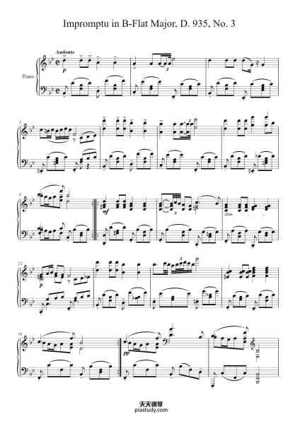 “Impromptu in B-Flat Major, D. 935, No. 3”钢琴谱-Franz Schubert-免费下载-天天钢琴