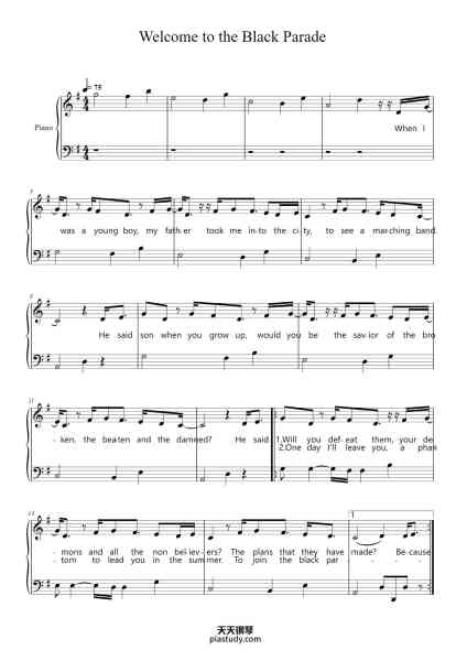 “Welcome to the Black Parade”钢琴谱-Kentbing-免费下载-天天钢琴