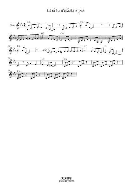“Et si tu n'existais pas”钢琴谱-Joe Dassin-免费下载-天天钢琴