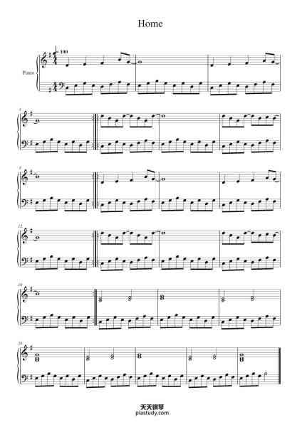 “家/Home 【唯美】”钢琴谱-Bruno Bavota-免费下载-天天钢琴