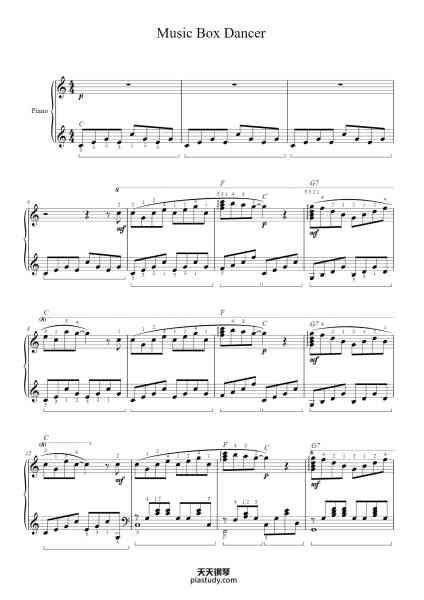 “Music Box Dancer”钢琴谱-Frank Mills-免费下载-天天钢琴