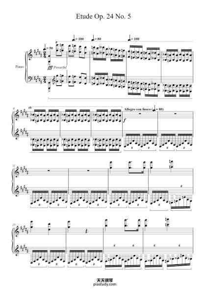 “Etude Op. 24 No. 5”钢琴谱-J. Y. Kim-免费下载-天天钢琴