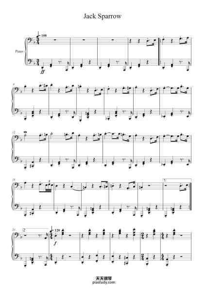 “Jack Sparrow”钢琴谱-Hans Zimmer-免费下载-天天钢琴