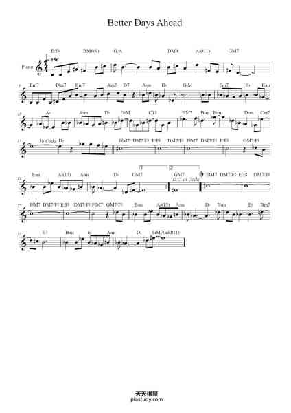“Better Days Ahead”钢琴谱-Pat metheny-免费下载-天天钢琴