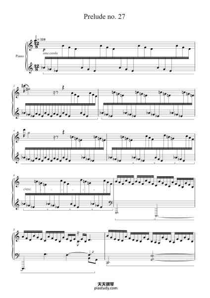 “Prelude No. 27”钢琴谱-Brock Savignac-免费下载-天天钢琴