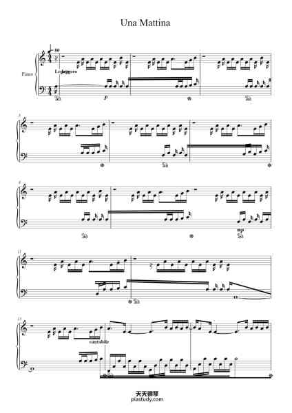 “Una mattina”钢琴谱-Ludovico Einaudi-免费下载-天天钢琴