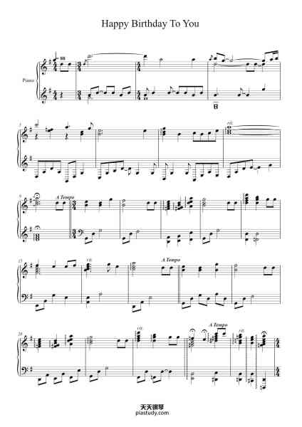 “Happy Birthday To You”钢琴谱-Arranged by Leo Chung-免费下载-天天钢琴