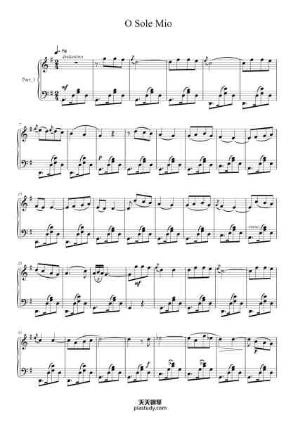 “'O Sole Mio”钢琴谱-Eduardo di Capua-免费下载-天天钢琴