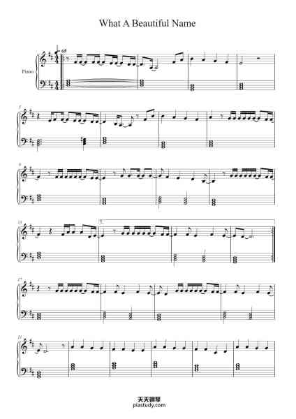 “What A Beautiful Name”钢琴谱-Hillsong Worship-免费下载-天天钢琴