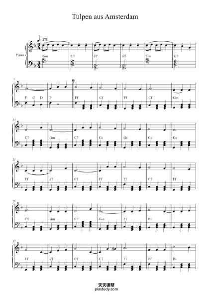 “Tulpen aus Amsterdam”钢琴谱-Arr.:Leon Jonas Thieme-免费下载-天天钢琴