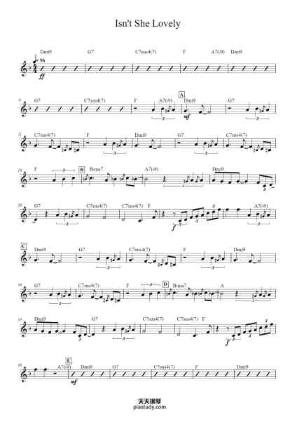 “Isn't She Lovely”钢琴谱-Stevie Wonder-免费下载-天天钢琴