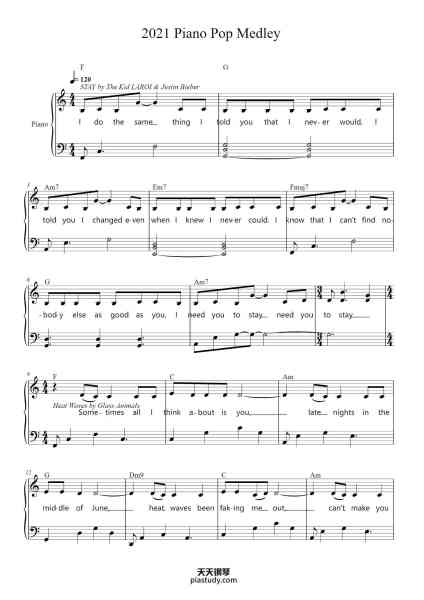“2021 Piano Pop Medley”钢琴谱-arr. by Erica Yee-免费下载-天天钢琴