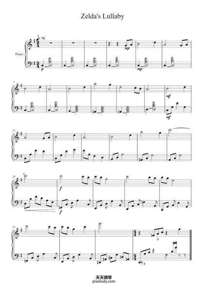 “Zelda's Lullaby”钢琴谱-Arr. by gjenniferx-免费下载-天天钢琴
