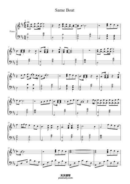 “Same Boat”钢琴谱-Written by Lizzy McAlpine 
Arranged by Mark Hays-免费下载-天天钢琴