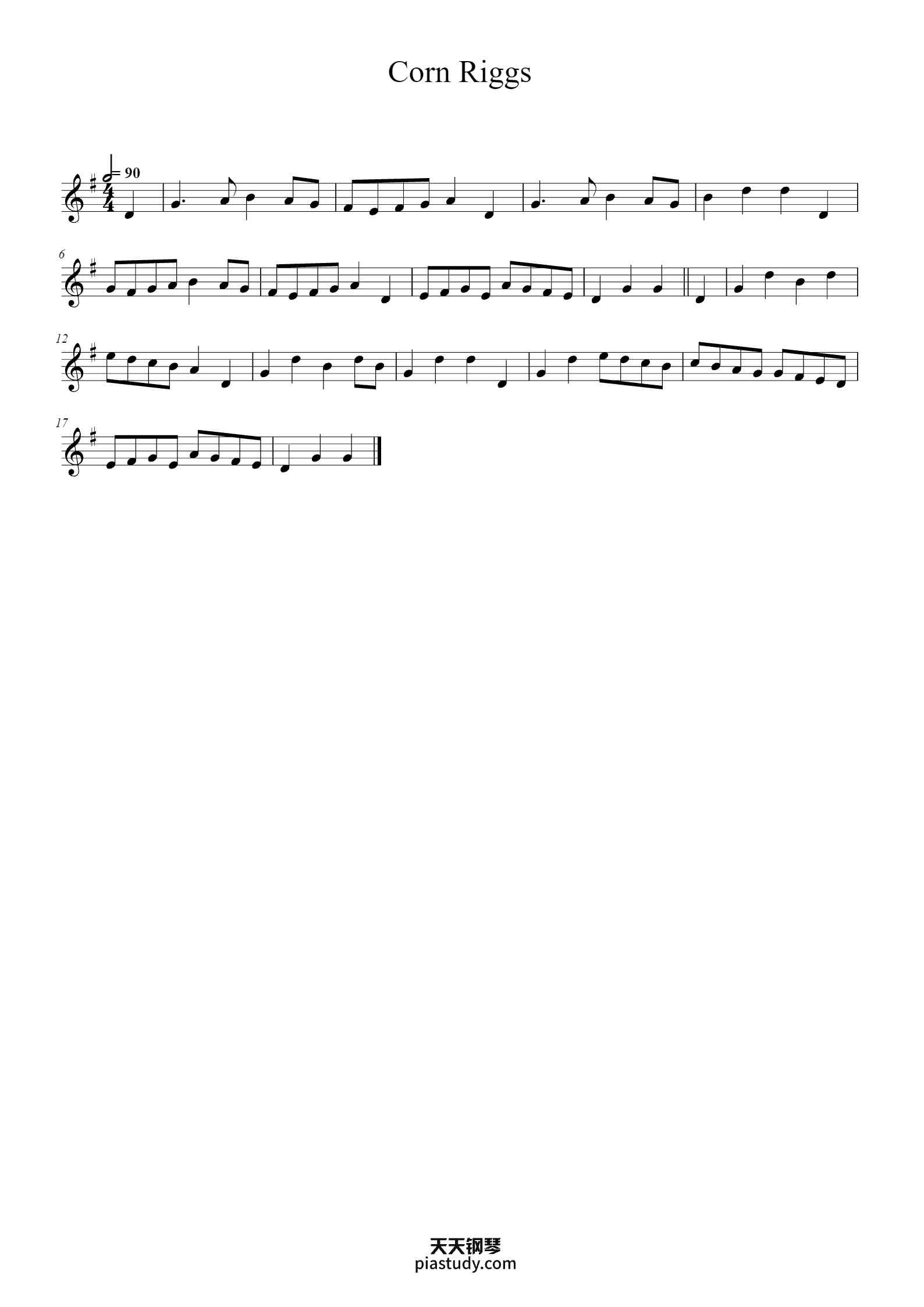 Corn Riggs Notes Corn Riggs钢琴谱 - Scotch - free piano sheet music - PiaNoproblem