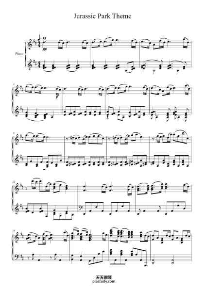 “jurassic park theme”钢琴谱-Crichsibyl-免费下载-天天钢琴