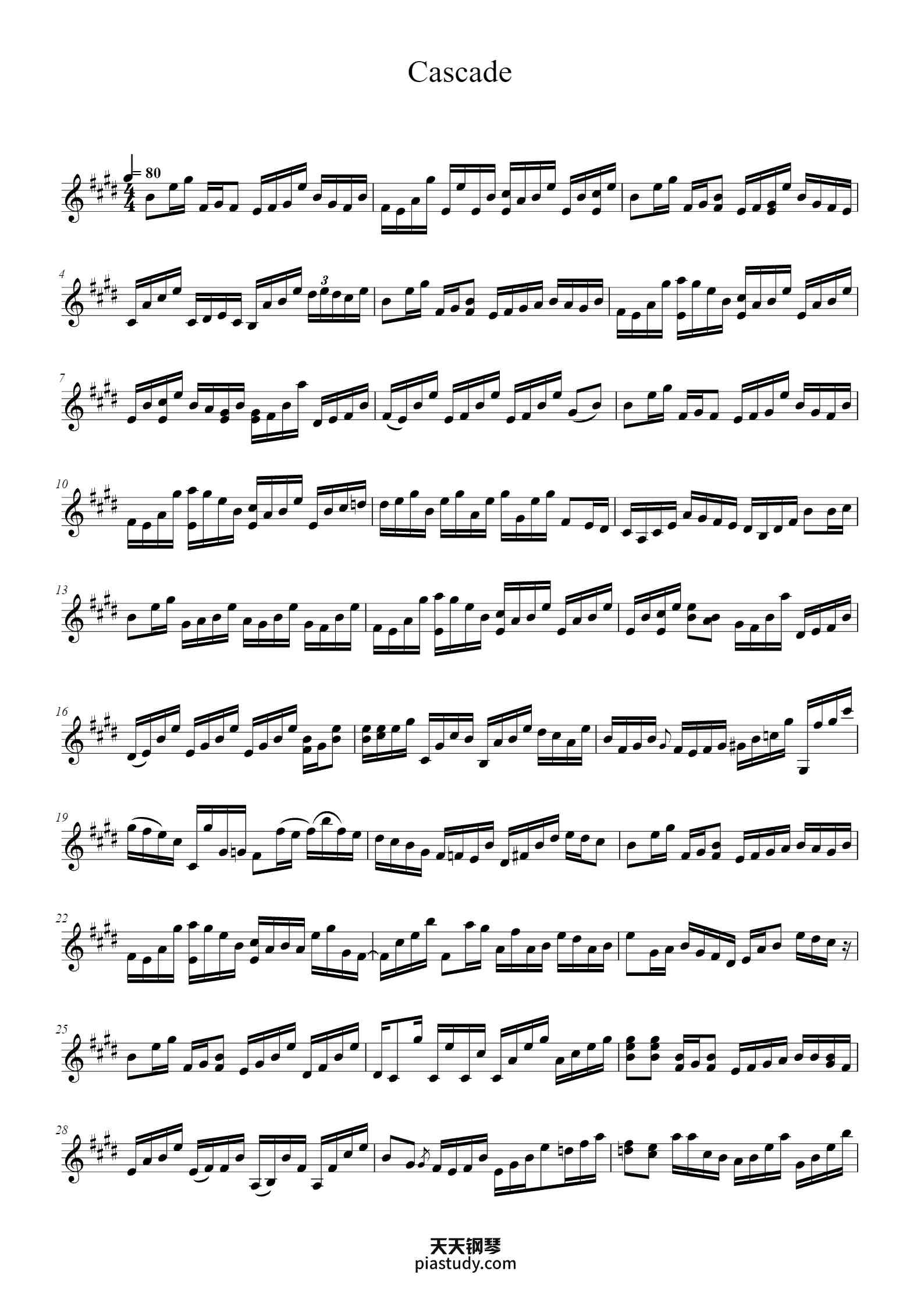 'Cascade' - Piano Sheet Music By David Grier | TOPiano