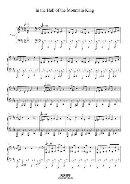 “In the Hall of the Mountain King”钢琴谱-Edvard Grieg-免费下载-天天钢琴