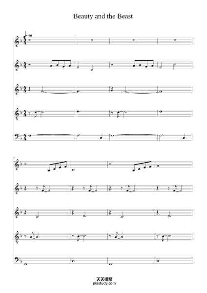 “Beauty And The Beast”钢琴谱-Alan Menken-免费下载-天天钢琴