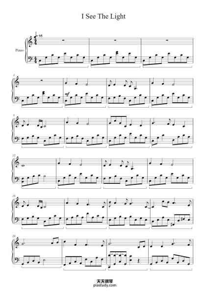 “I See The Light”钢琴谱-Alan Menken-免费下载-天天钢琴