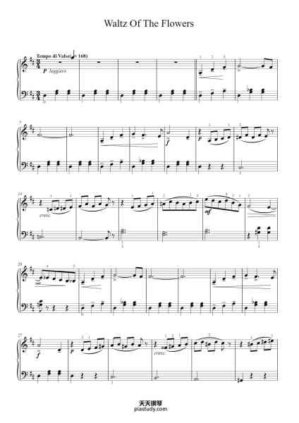 “The Nutcracker Suite, Op. 71a: VIII. Waltz of the Flowers”钢琴谱-By PYOTR IL’YICH TCHAIKOVSKY
Arranged by Phillip Keveren-免费下载-天天钢琴