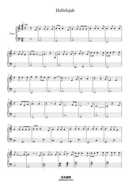 “Hallelujah”钢琴谱-PC Chin-免费下载-天天钢琴