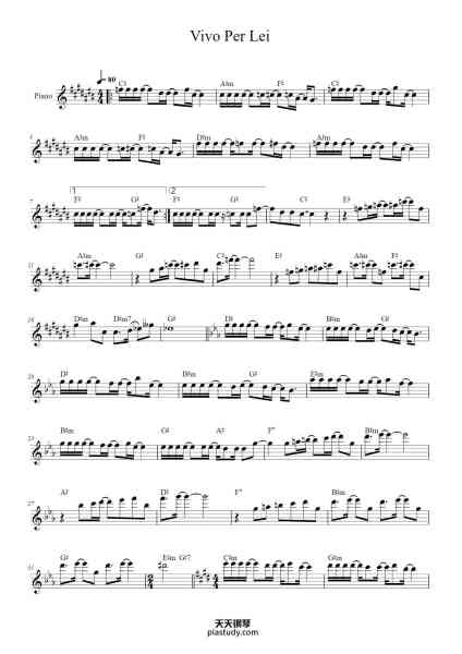 “Vivo Per Lei”钢琴谱-Andrea Bocelli-免费下载-天天钢琴