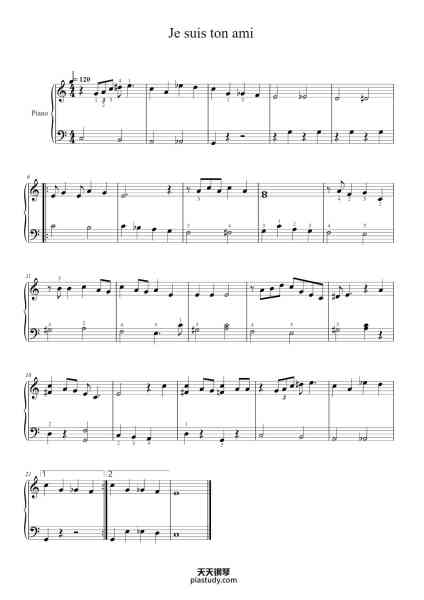 “Je suis ton ami”钢琴谱-Randy Newman-免费下载-天天钢琴