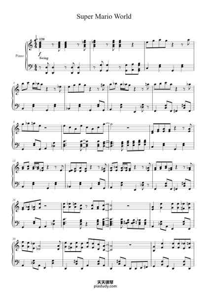 “Credits and Game Over - Super Mario World”钢琴谱-Koji Kondo-免费下载-天天钢琴