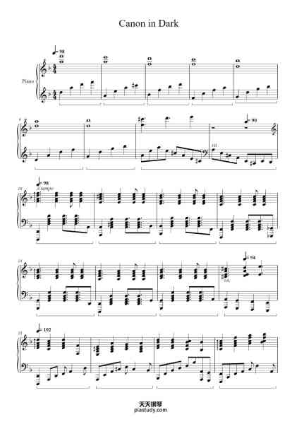 “Canon in D Major - Johann Pachelbel”钢琴谱-Johann Pachelbel-免费下载-天天钢琴