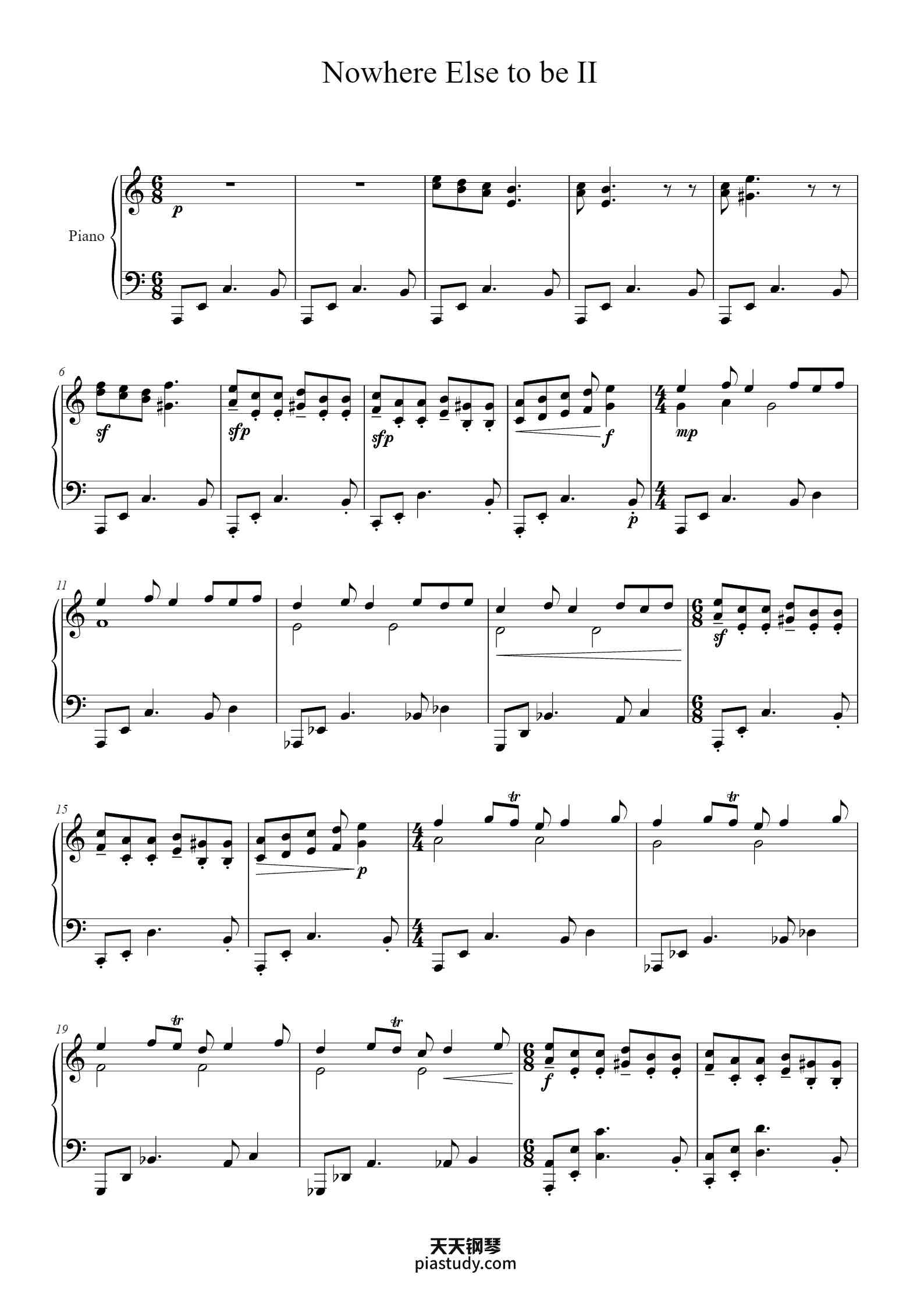 'Nowhere Else to Be II' - Piano Sheet Music By Alexander Vaux | TOPiano