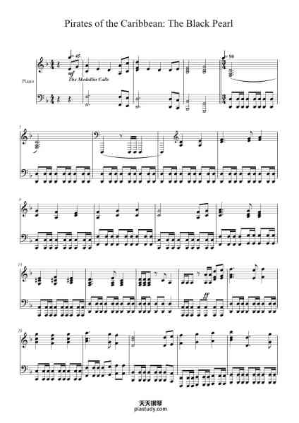 “Pirates of the Caribbean: The Black Pearl”钢琴谱-Joseph Aguilar-免费下载-天天钢琴