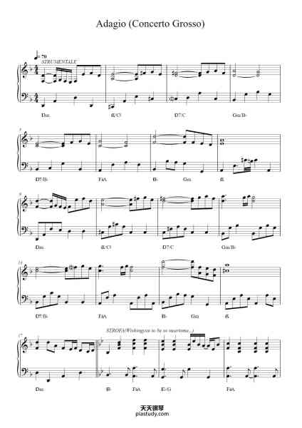 “Adagio (Concerto Grosso)”钢琴谱-New Trolls-免费下载-天天钢琴