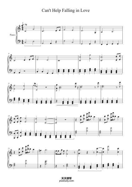 “Can't Help Falling in Love”钢琴谱-Elvis Presley-免费下载-天天钢琴
