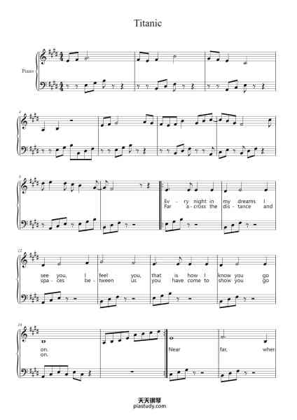 “Titanic (My Version)”钢琴谱-James Horner-免费下载-天天钢琴