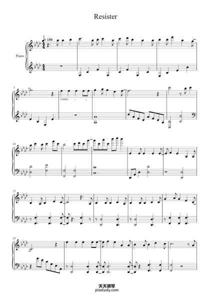 “Resister”钢琴谱-Edited by JavB&W Original Sheets by YXY Piano Covers-免费下载-天天钢琴