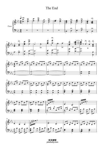 “The End”钢琴谱-Carter Burwell 
- rearranged by 
Youyul Hyun
-免费下载-天天钢琴