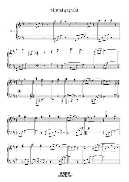 “Mistral gagnant”钢琴谱-Renaud-免费下载-天天钢琴