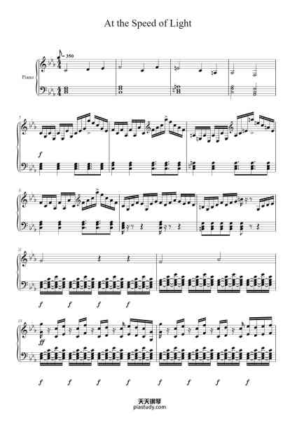 “At the Speed of Light”钢琴谱-Dimrain47
Arr. by Senorpotato
Based on Spicello's arrangement,
thank you Spicello!-免费下载-天天钢琴