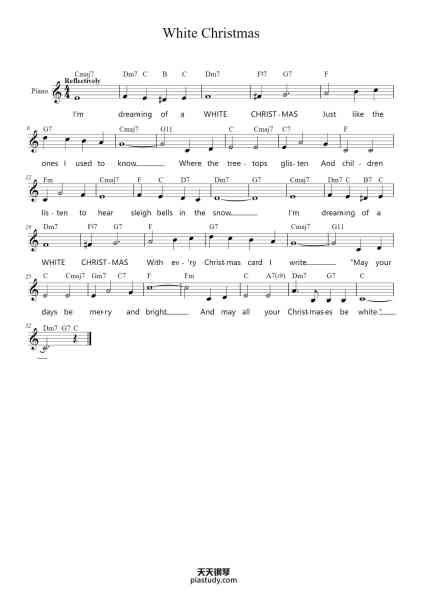 “White Christmas”钢琴谱-Words and Music by
Irving Berlin-免费下载-天天钢琴