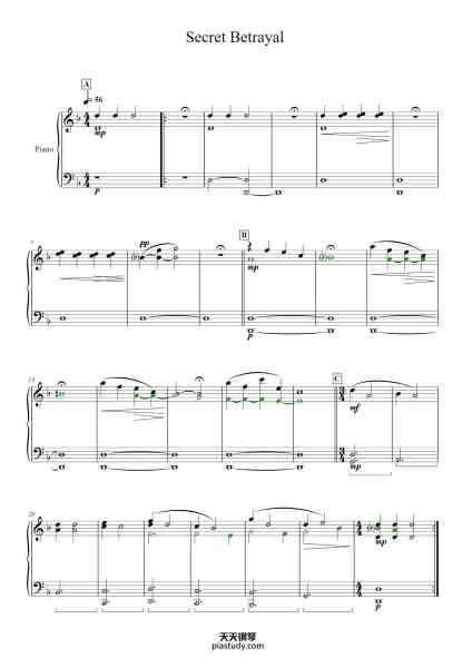 “Secret Betrayal”钢琴谱-Yuka Kitamura Arr. James Buttfield-免费下载-天天钢琴