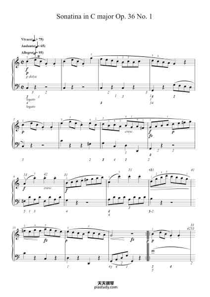 “Sonatina in C Major, Op. 36 No. 1”钢琴谱-Muzio Clementi
Op. 36, No. 1-免费下载-天天钢琴