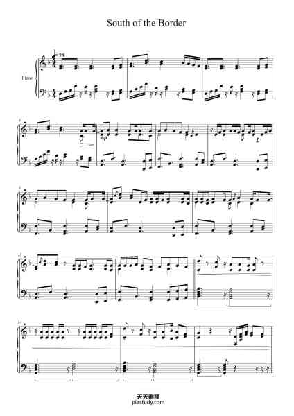 “South of the Border”钢琴谱-Arr. Moyses Santos-免费下载-天天钢琴
