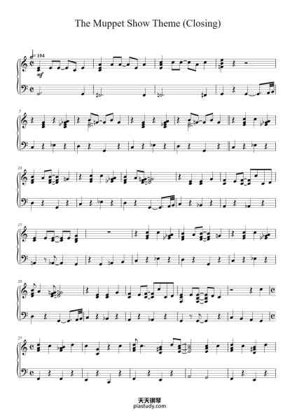 “The Muppet Show Theme (Closing)”钢琴谱-Jim Henson/Sam Pottle-免费下载-天天钢琴