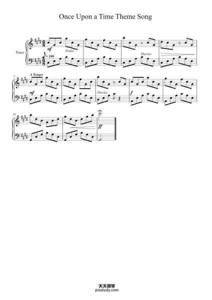 “Once Upon a Time Theme Song”钢琴谱-TJ Malana/ Sophie Julien/ Mark Isham-免费下载-天天钢琴