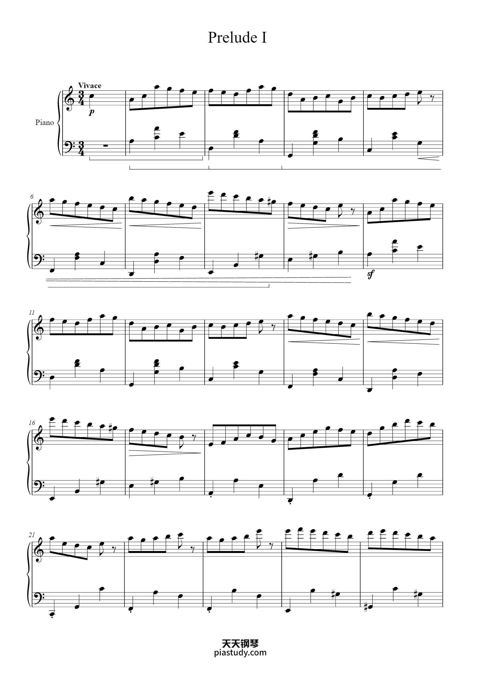 Prelude I - IVM7钢琴谱 - Mardad - free piano sheet music - PiaNoproblem