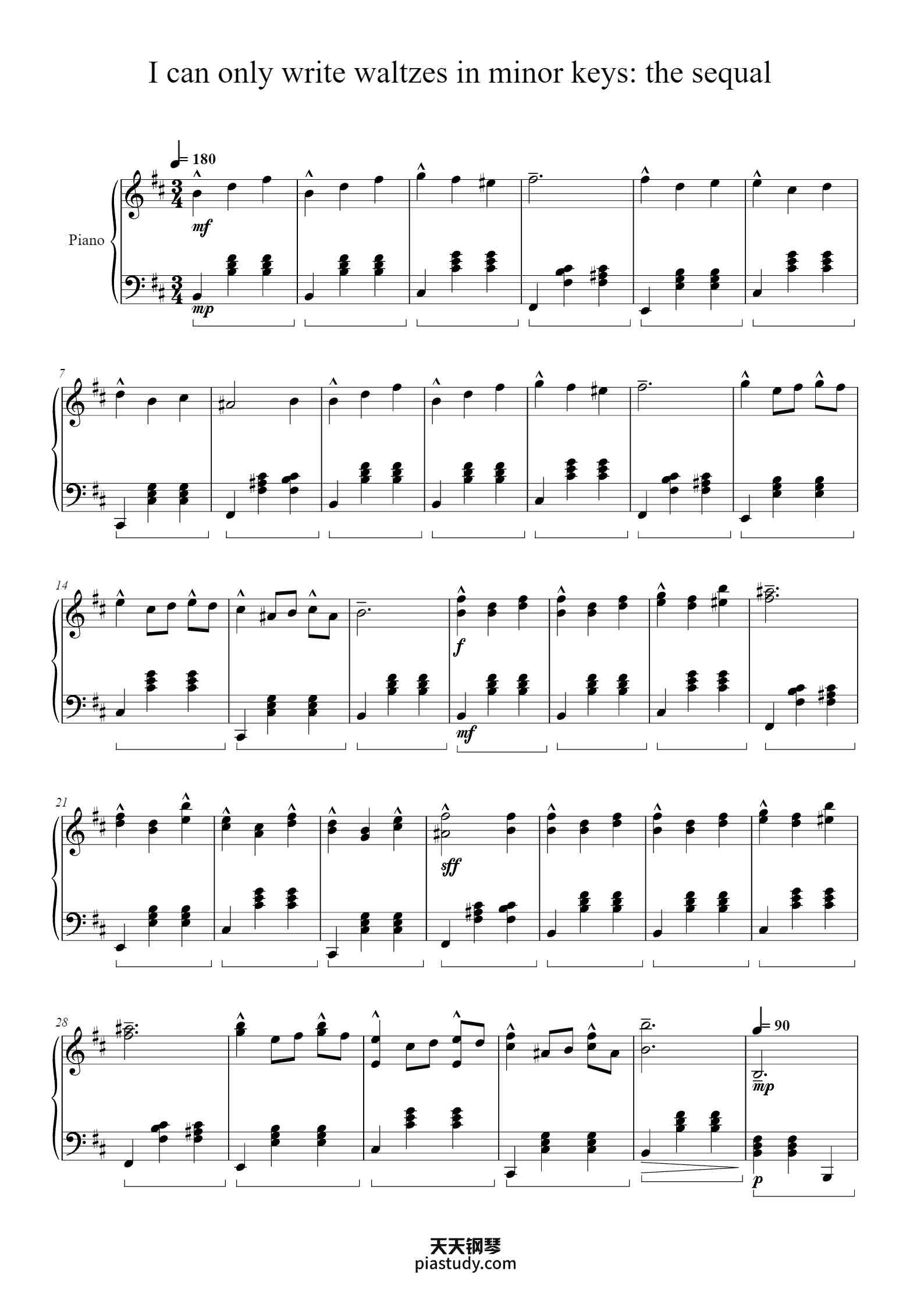 'I can only write waltzes in minor keys: the sequal' - Piano Sheet ...