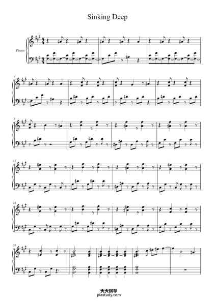 “Sinking Deep”钢琴谱-Hillsong Young & Free-免费下载-天天钢琴