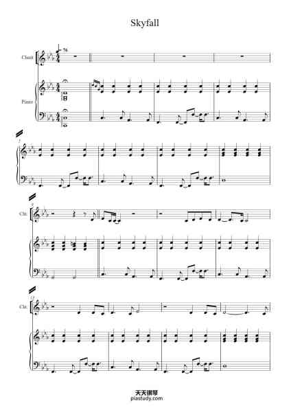 “Skyfall”钢琴谱-Adele-免费下载-天天钢琴