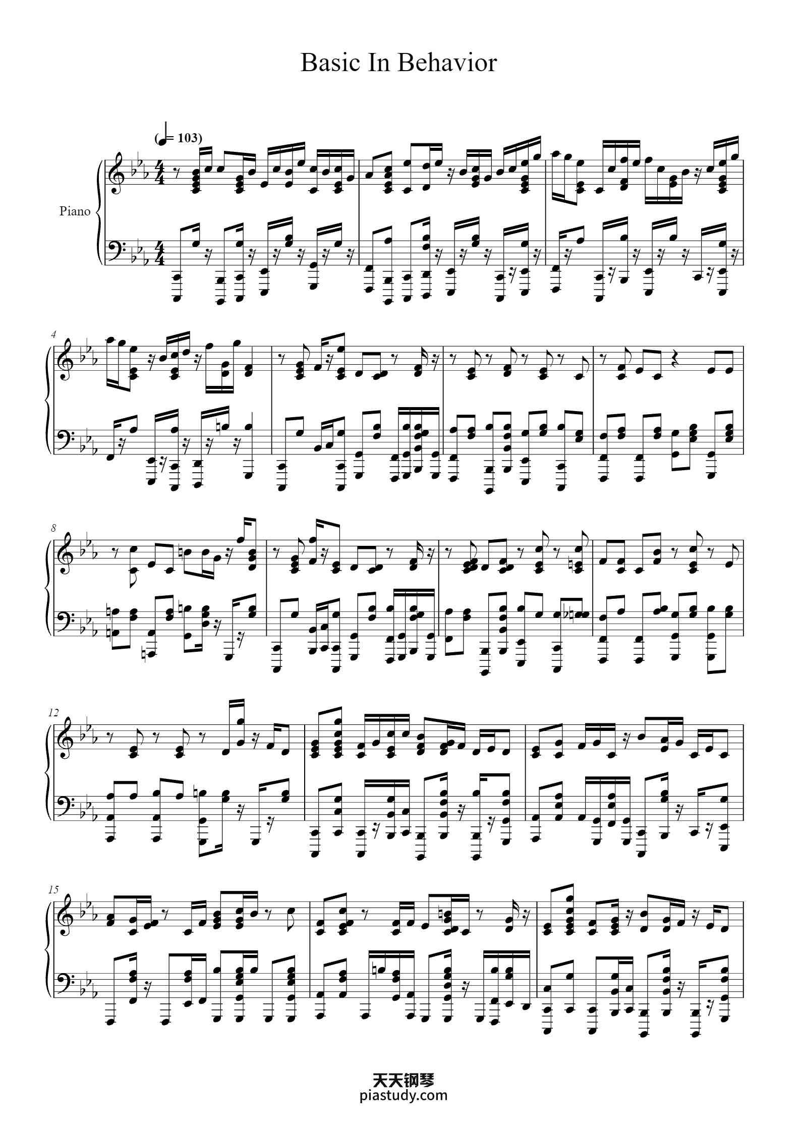 Basic In Behavior钢琴谱 - The Living Tombstone - free piano sheet music ...